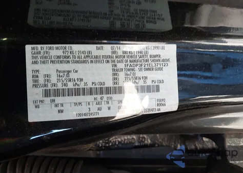 2014 Ford Focus Se from USA, damaged, VIN 1FADP3F21EL371123